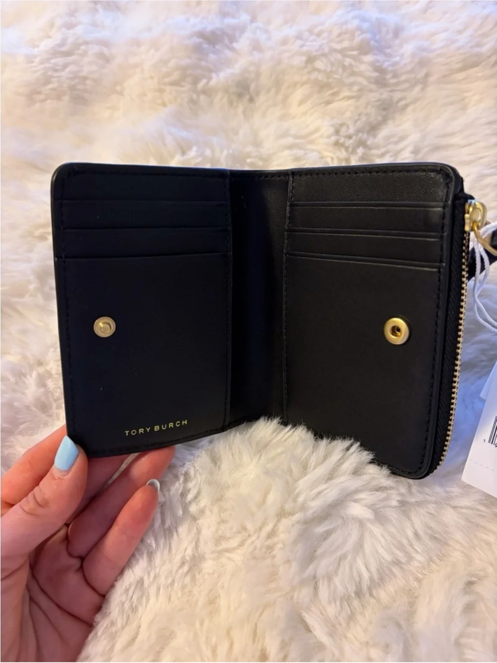 TORY BURCH McGraw Bi-Fold Wallet Black Leather NWT Bifold